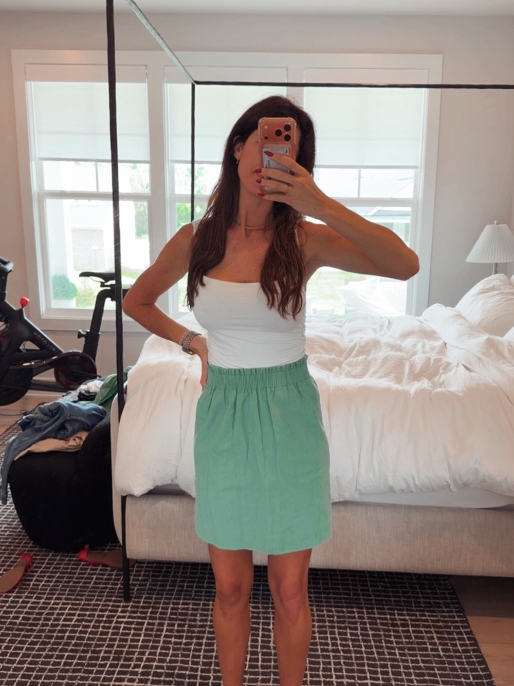 J. Crew Mint Green Elastic-Waist Mini Skirt